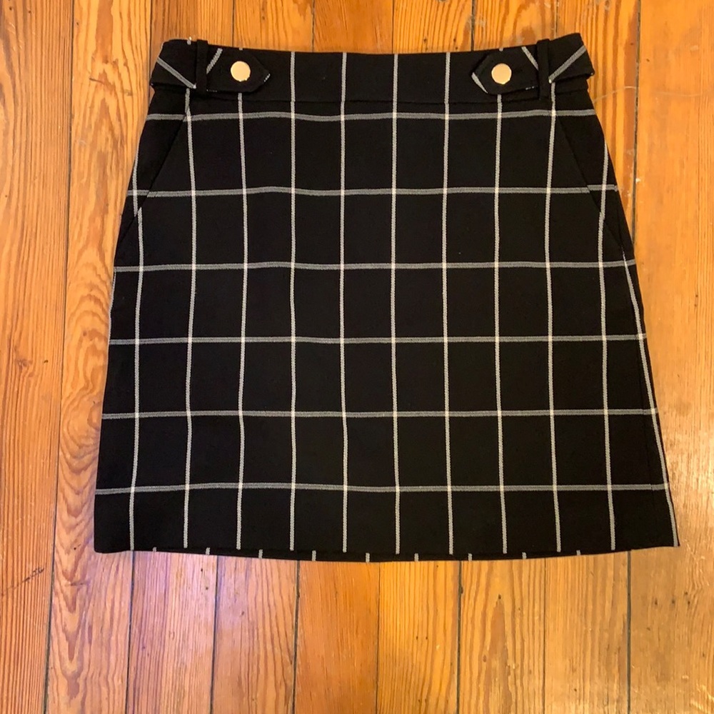 Loft Black Plaid Skirt